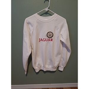 Vintage JAGUAR Embroidered Hanes Crewneck Sweater In White Women's M